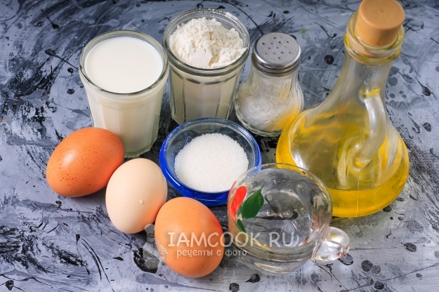 Ingrediente pentru clatite deschise la iaurt cu apa clocotita