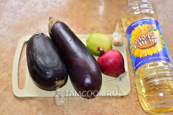 Ingredienser til auberginer på staven