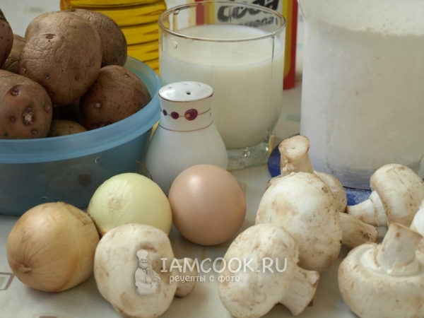 Ingrediente pentru clătite cu cartofi și ciuperci