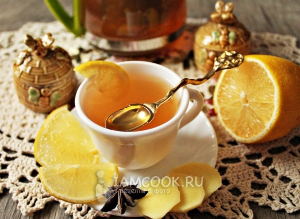 Gambar teh halia dengan limau dan madu