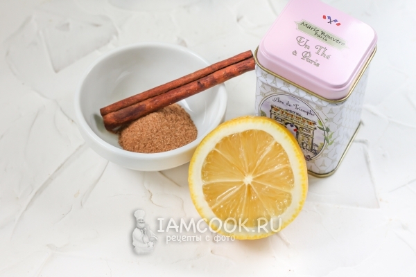Ingredienser til te med ingefær og kanel