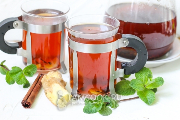 Fotografie de ceai cu ghimbir și scorțișoară