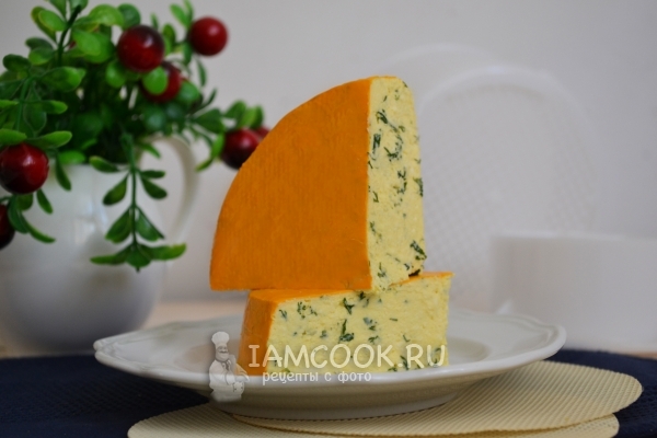 Fotografia domowej roboty twarogowy ser z zieleniami