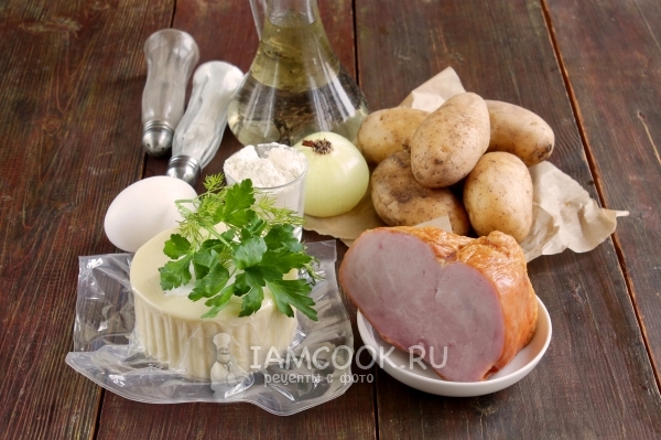 Ingrediente pentru clătite cu șuncă și brânză