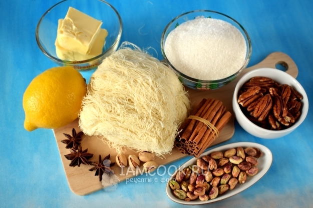Egipto Kunafų ingredientai