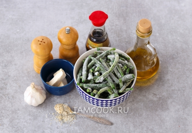 Ingrediente pentru fasole cu usturoi si sos de soia