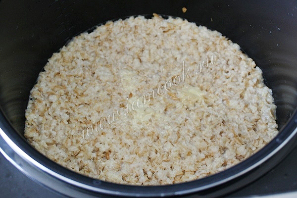 Kami memasak bubur dari serpihan oat dalam multivark