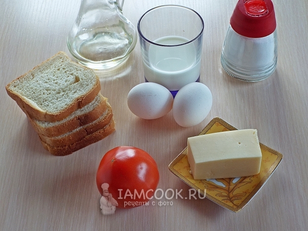Domates ve peynirli tost için malzemeler