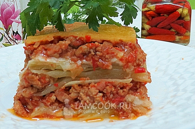 Gambar lasagna kubis dengan daging cincang