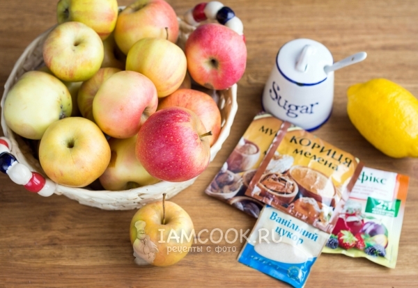 Ingredienser for konfekt av epler til vinter hjemme