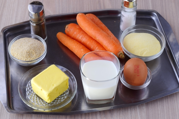 Ingredienser for gulrotkoteletter som i barnehagen