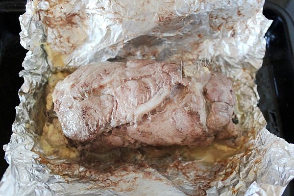 Bakt svinekjøtt med sopp