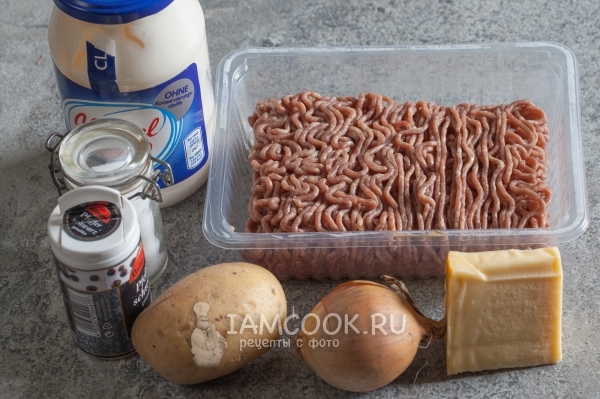 Ingrediente pentru carne în franceză cu carne tocată în cuptor