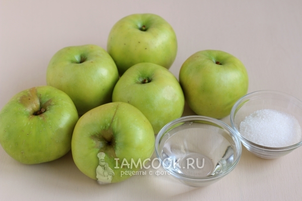 Bahan-bahan untuk pastille dari epal di rumah di dalam ketuhar