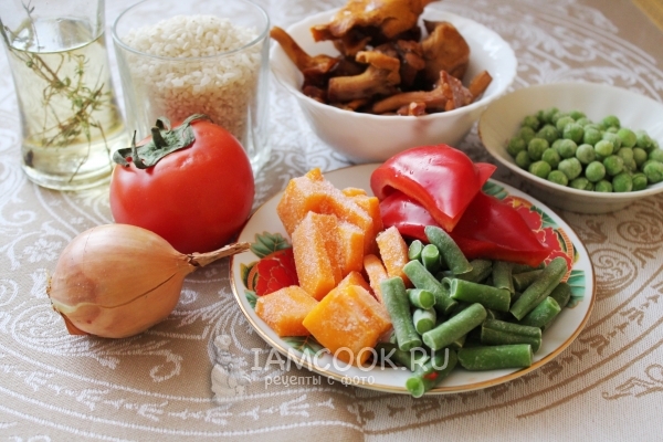 버섯과 야채 밥 용 성분