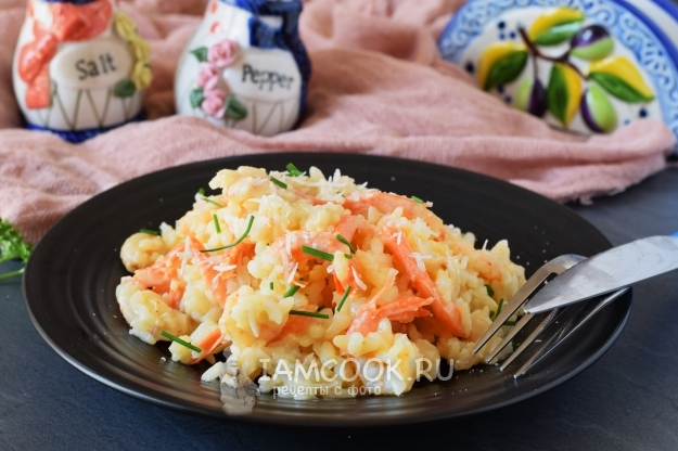 Kremalı soslu karidesli risotto fotoğrafı