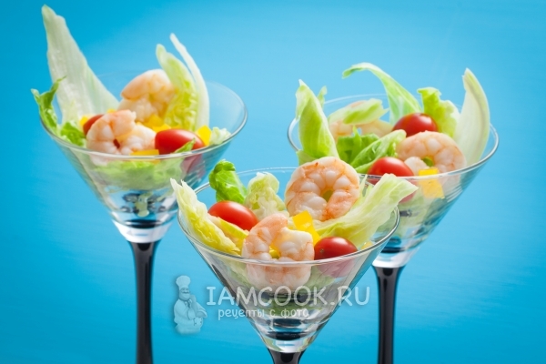 Gambar salad Iceberg dengan udang
