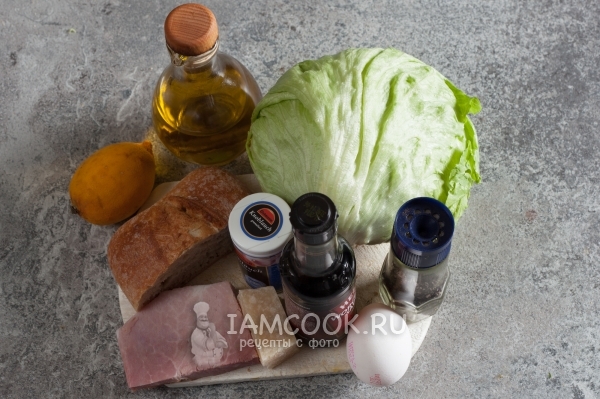 Ingrediente pentru salata de Caesar cu sunca