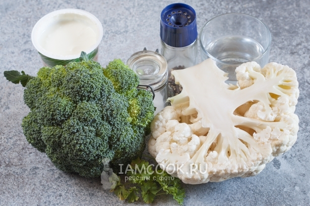 Bahan-bahan untuk salad broccoli dan cauliflower
