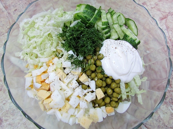 Bahan-bahan untuk salad dalam hidangan