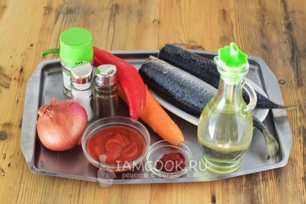 Ingredientes para cavala estufada com legumes