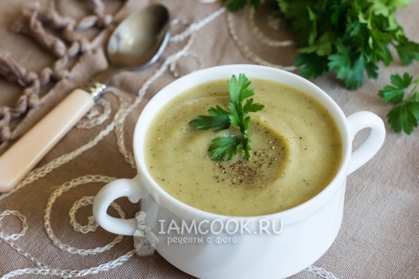 Resipi untuk sup-puri dari kembang kol dan courgettes