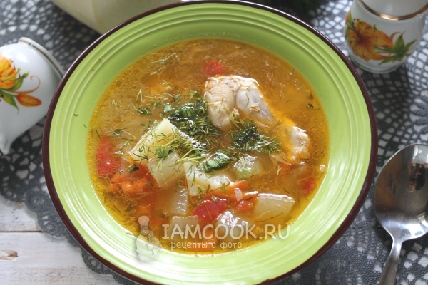 호박과 닭고기 수프의 사진