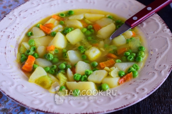 냉동 된 녹색 완두콩 수프 사진