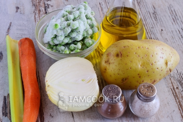 Ingrediente pentru supa cu mazare verde congelat