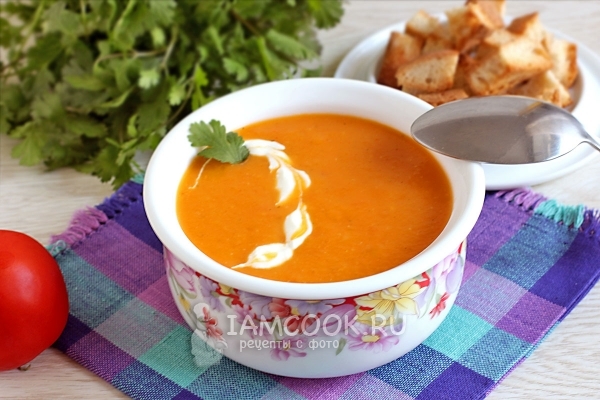 Resipi untuk tomato dan sup labu dengan kentang