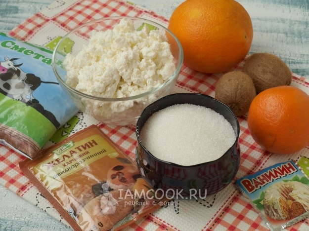 Ingrediente pentru turta fără coacere cu gelatină și fructe
