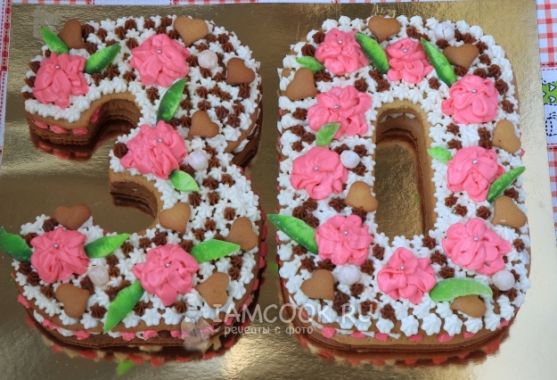 Oppskriften på en kake i 30 år for en jente