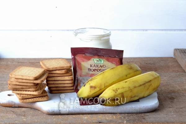 Ingrediente pentru tort cu biscuiți și banane fără coacere