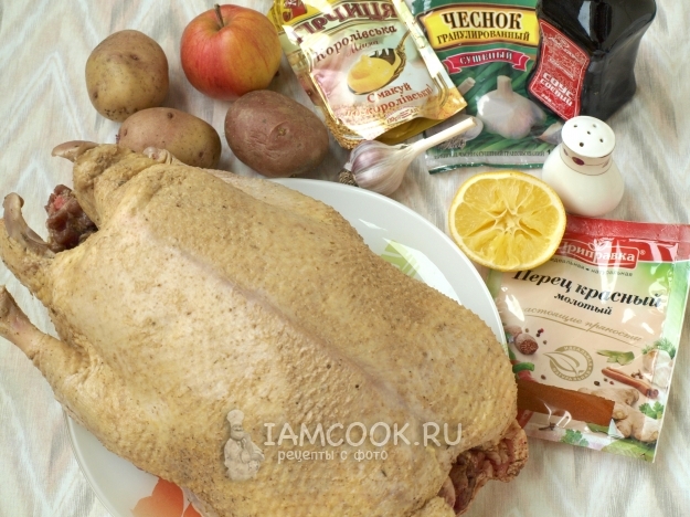 Ingredientes para pato recheado com batatas