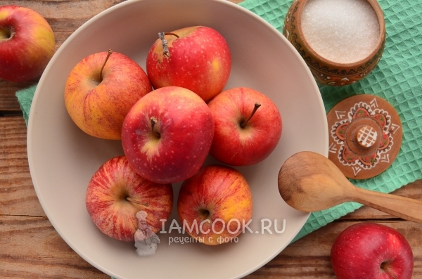Bahan-bahan untuk epal jem-lima minit untuk musim sejuk