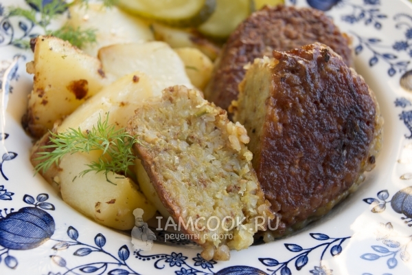 Gambar potongan vegetarian dengan soba dan kentang