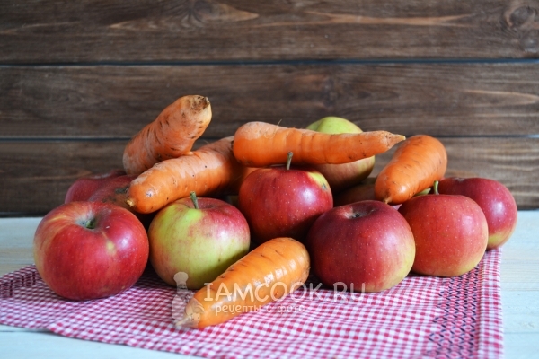 Obuolių-morkų sulčių ingredientai žiemai per sulčiaspaudą