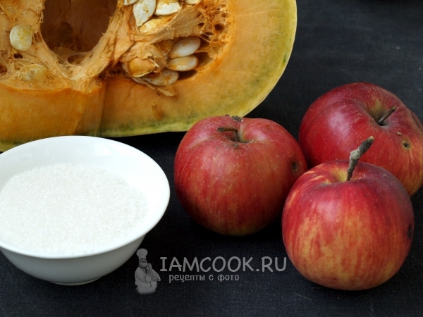 Kış için elma-kabak püresi için Malzemeler