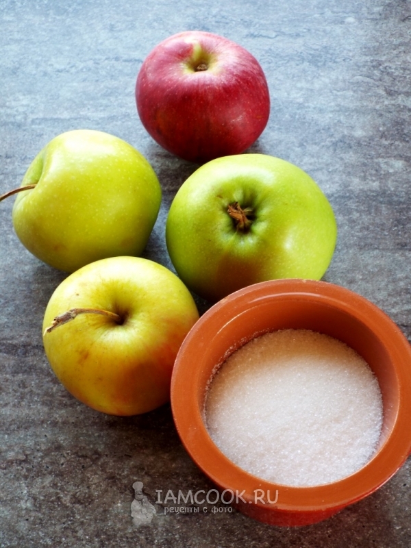 Bahan-bahan untuk puree epal untuk musim sejuk