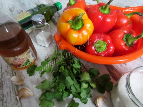 Ingredienser til snacks fra søt pepper