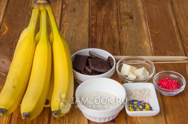 Bahan-bahan untuk pisang beku dalam coklat