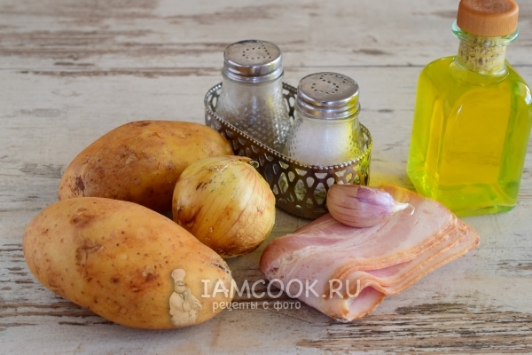 Ingrediente pentru cartofi prăjiți și bacon