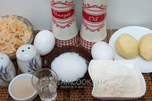 Ingrediente pentru pateuri prăjite cu varză și ouă